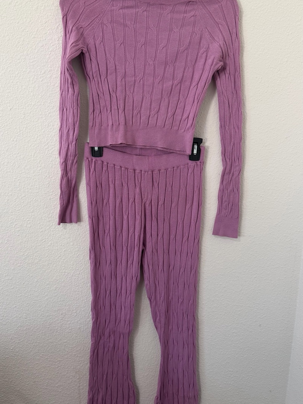 Pink Rose Girls' Cable-Knit Set - Mauve Pink